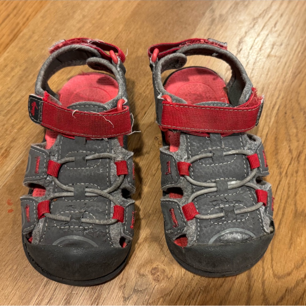 See Kai Run Toddler Gray and Red Sandals